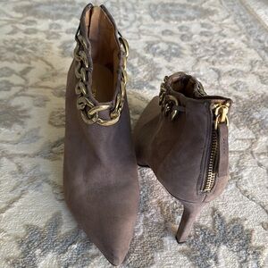Nine West Suede Ankle Boots with Gold Chain detail